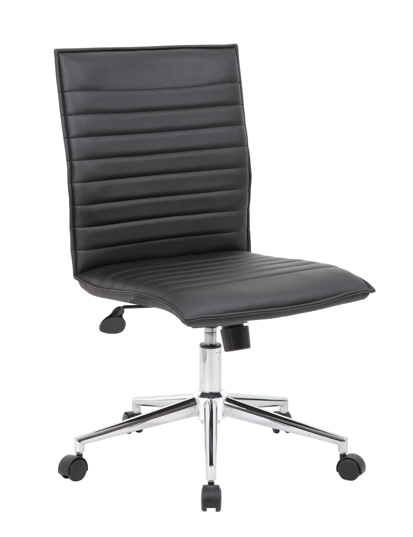Boss Office Products Vinyl Armless Hospitality Task Chair with Casters, Black
