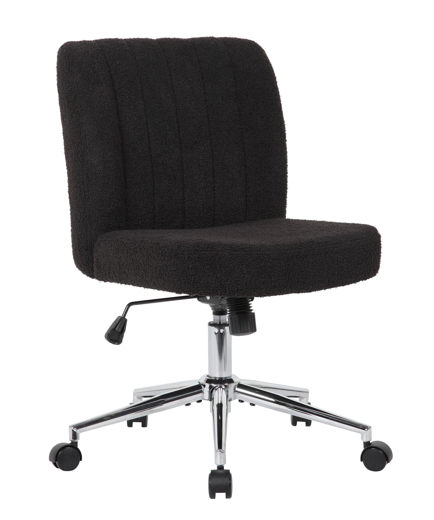 Boss Office Products Task Chair with Chrome Base, Black Boucle