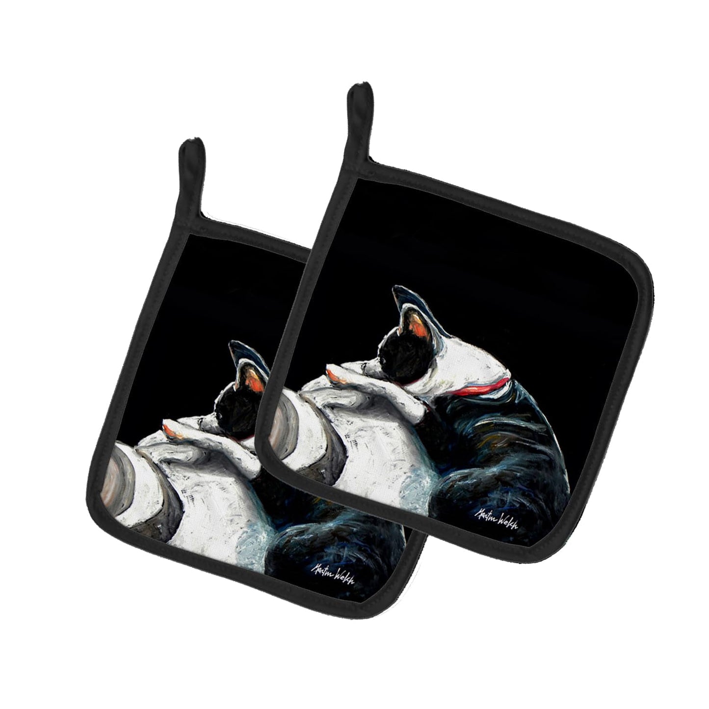 Boston Terrier Spot In The Sun Pair of Pot Holders
