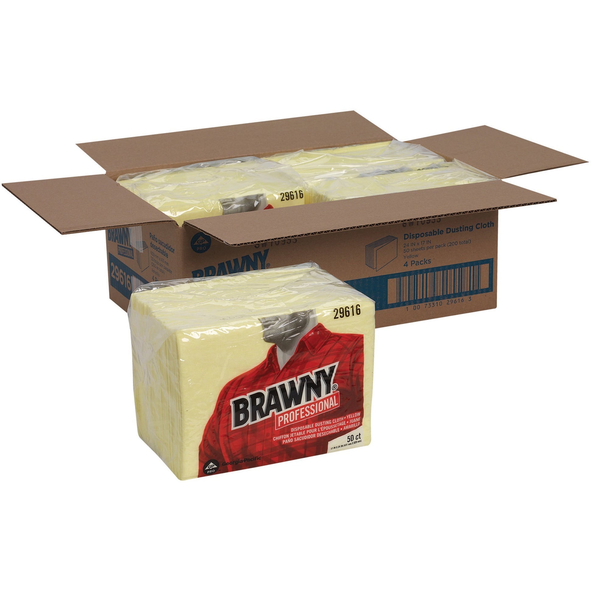 BrawnyÂ® Professional Disposable Dusting Cloths - Wipe - 17" Width X 24" Length - 200 / Carton - Yellow