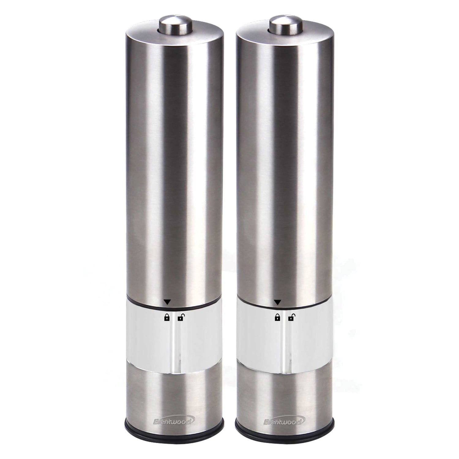 Brentwood Electric Blue LED Stainless Steel Salt and Pepper Adjustable Ceramic Grinders