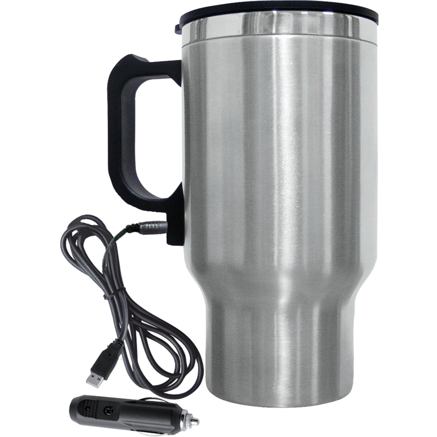 Brentwood Geojug 16-Oz. Stainless Steel 12-Volt Heated Travel Mug (Silver), CMB-16CPT