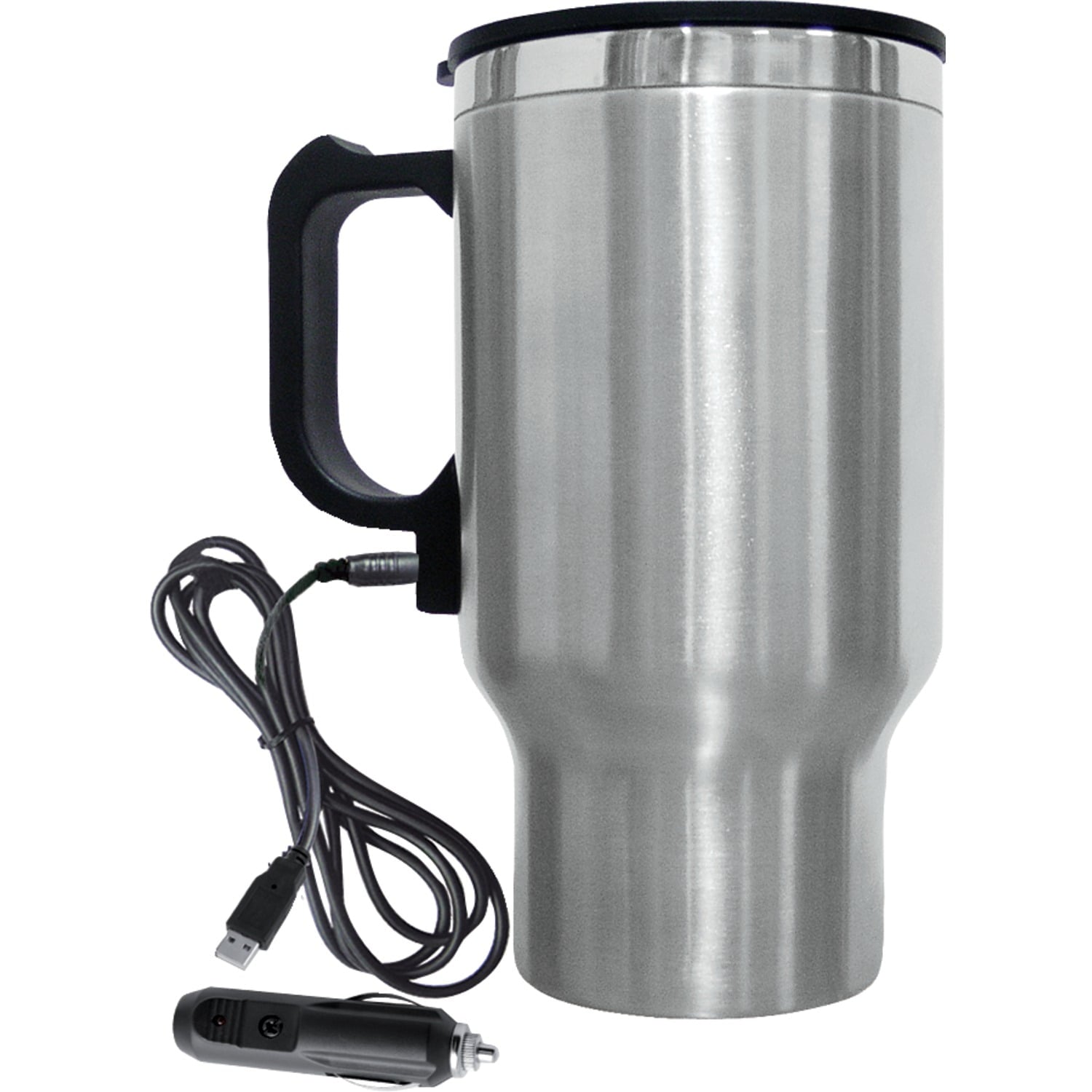 Brentwood Geojug 16-Oz. Stainless Steel 12-Volt Heated Travel Mug (Silver), CMB-16CPT