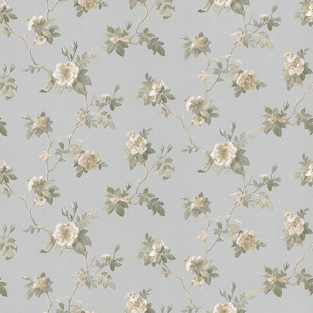 Scrolling Floral Silver Miriam Wallpaper
