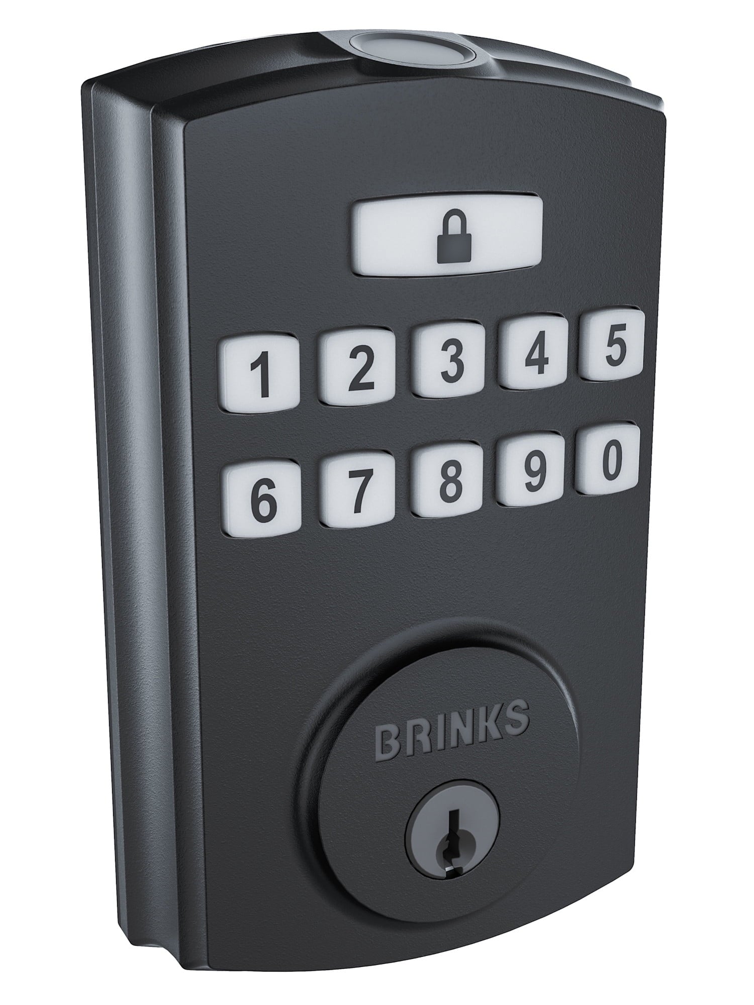 Brinks Electronic Fingerprint/Keypad Deadbolt with Pro-Guard, Transitional, Matte Black