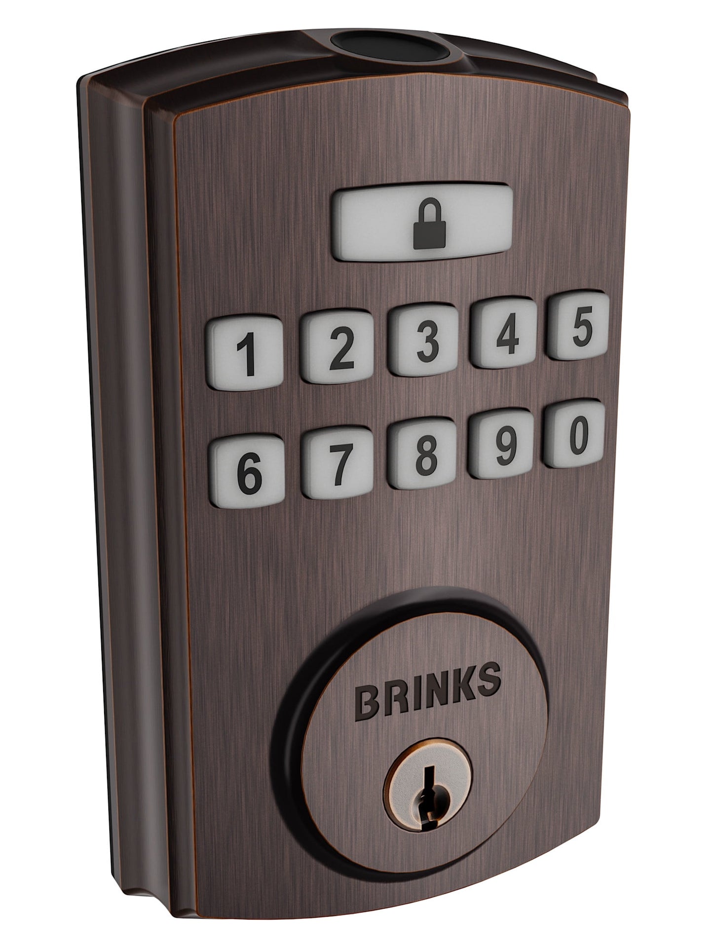 Brinks Electronic Fingerprint/Keypad Deadbolt Lock with Pro-Guard, Transitional, Tuscan Bronze