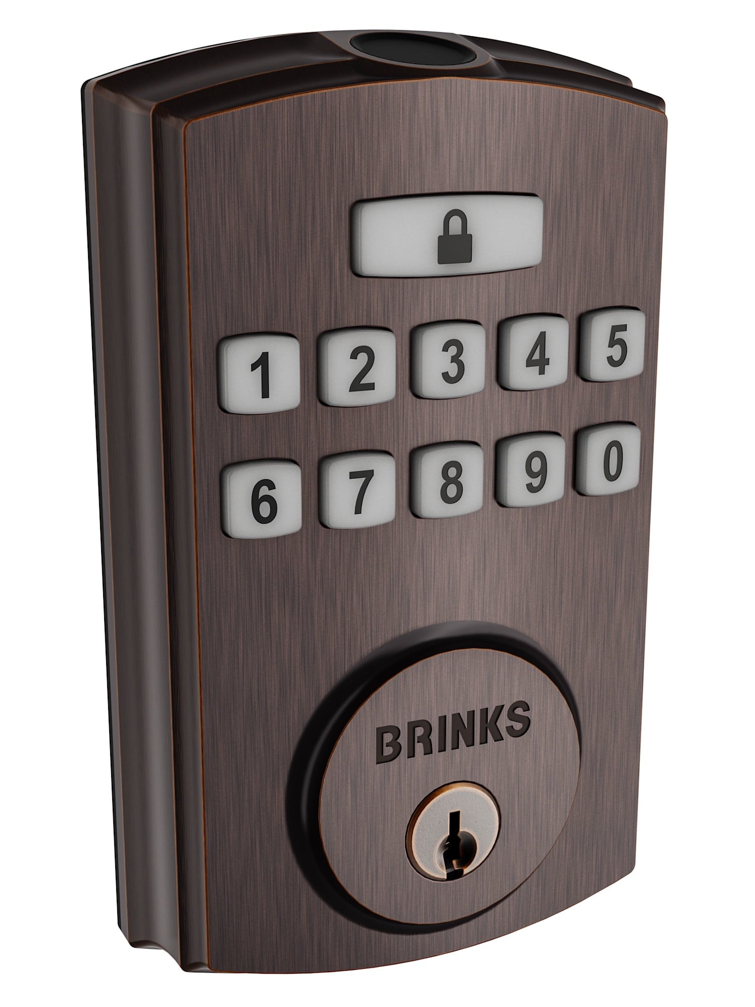 Brinks Electronic Fingerprint/Keypad Deadbolt Lock with Pro-Guard, Transitional, Tuscan Bronze