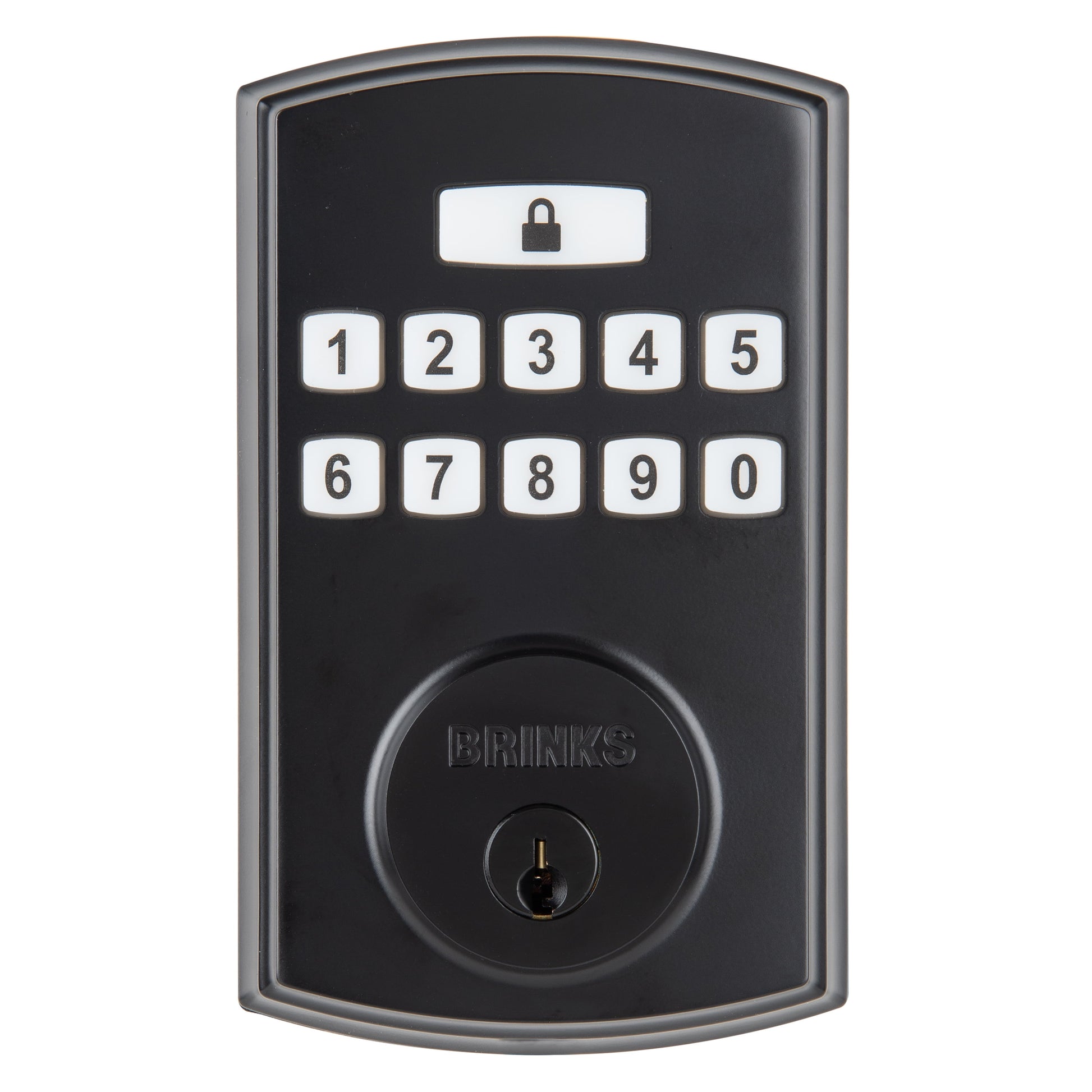 Brinks Cerradura de Cerrojo de Cilindro Simple con Teclado ElectrÃ³nico y Pro-Guard, Acabado Negro Mate