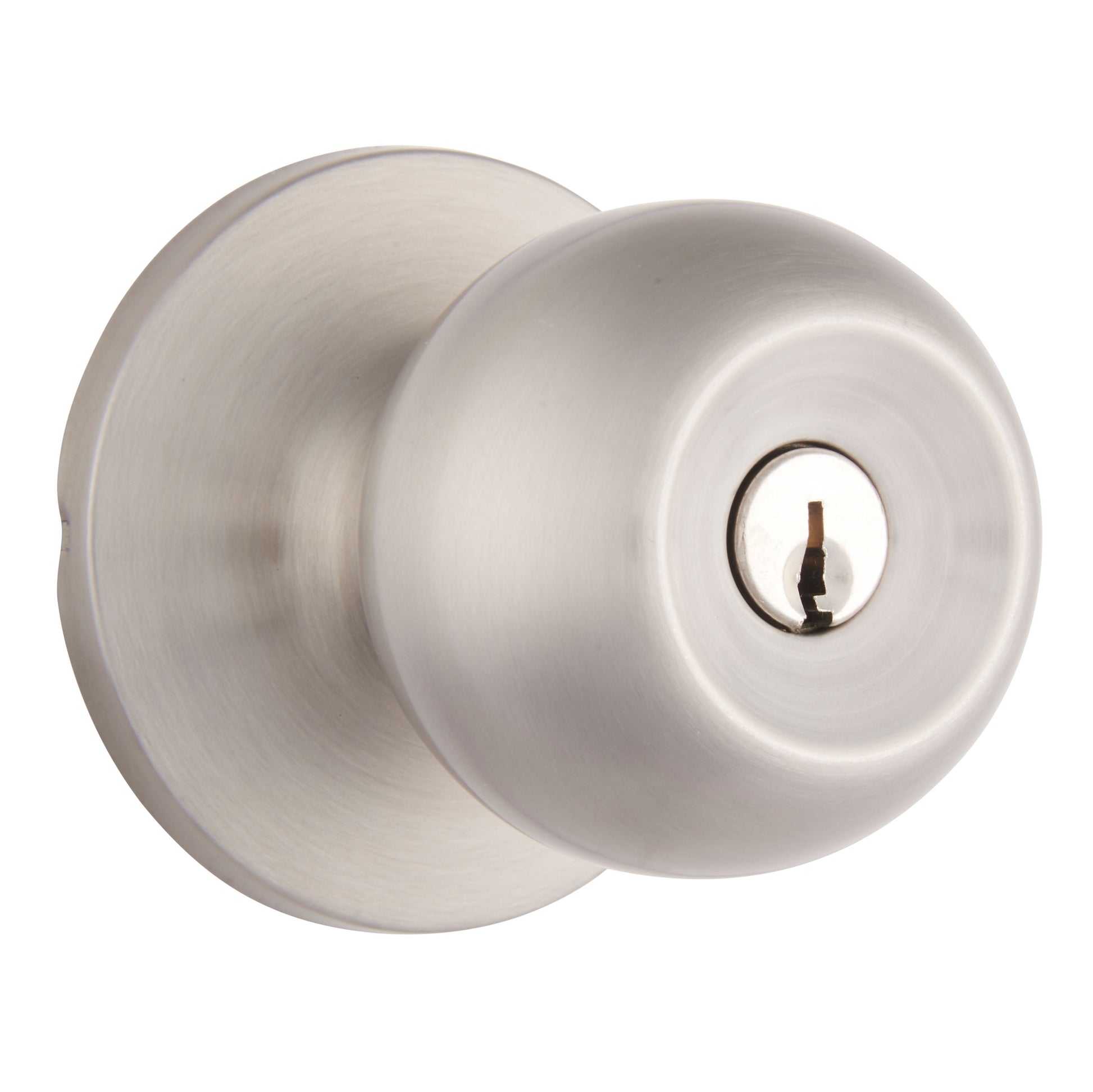 Brinks Keyed Entry Classic Ball Style Doorknob, Satin Nickel Finish