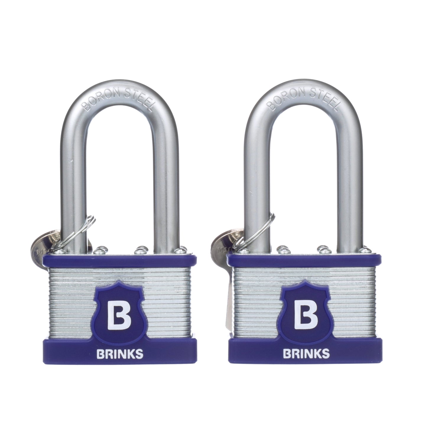 Brinks Acero Laminado 50mm con Llave Padlock con 2 Grillos de 7/16in, Paquete de 2