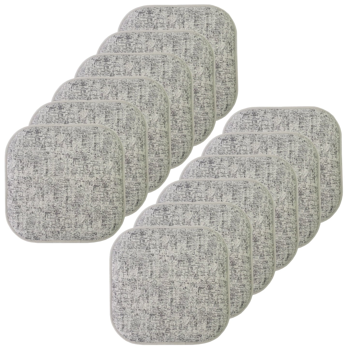 Broadway Memory Foam No Slip Back 16 x 16 Chair Pad Cushion 12 Pack - Black-White