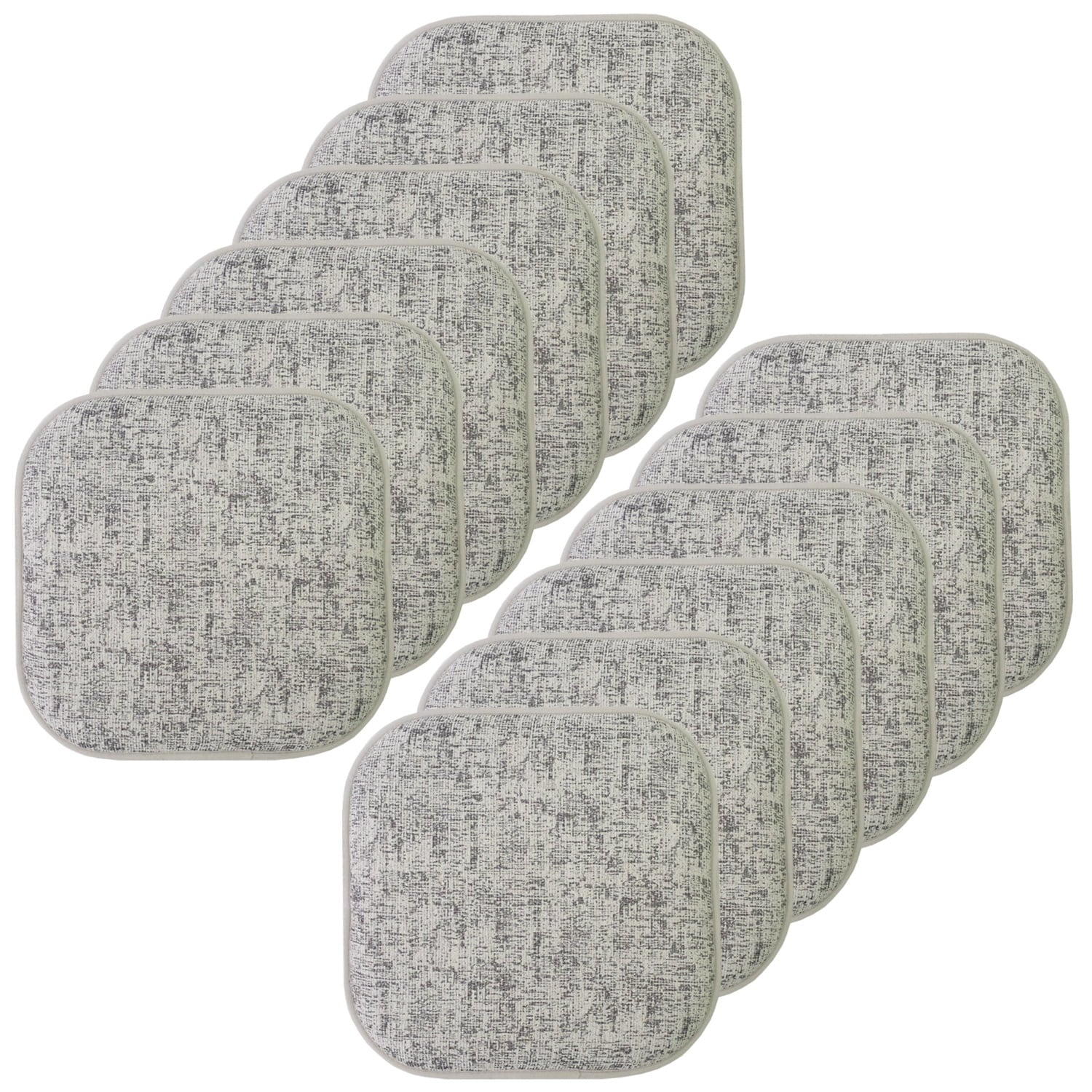 Broadway Memory Foam No Slip Back 16 x 16 Chair Pad Cushion 12 Pack - Black-White