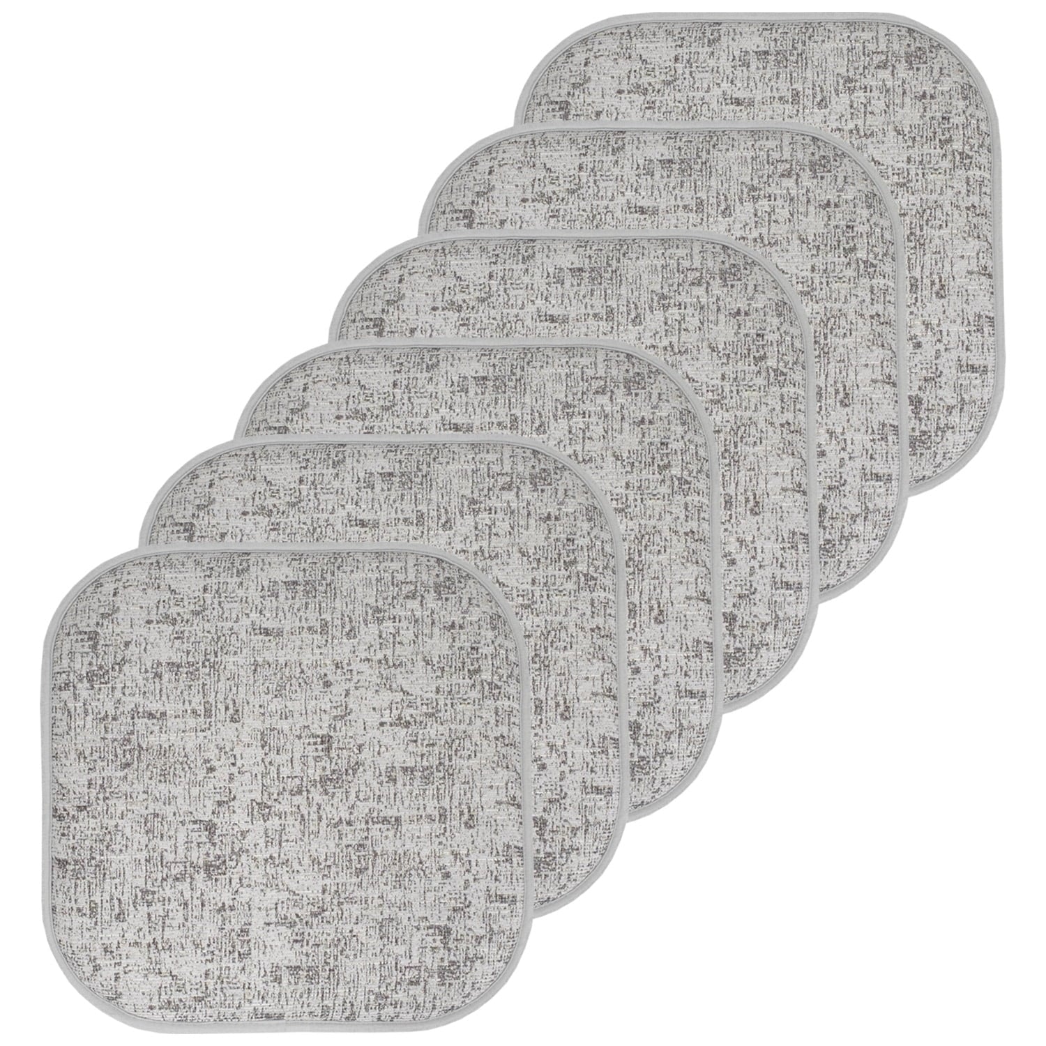 Broadway Memory Foam No Slip Back 16 x 16 Chair Pad Cushion 6 Pack - Blue-Black
