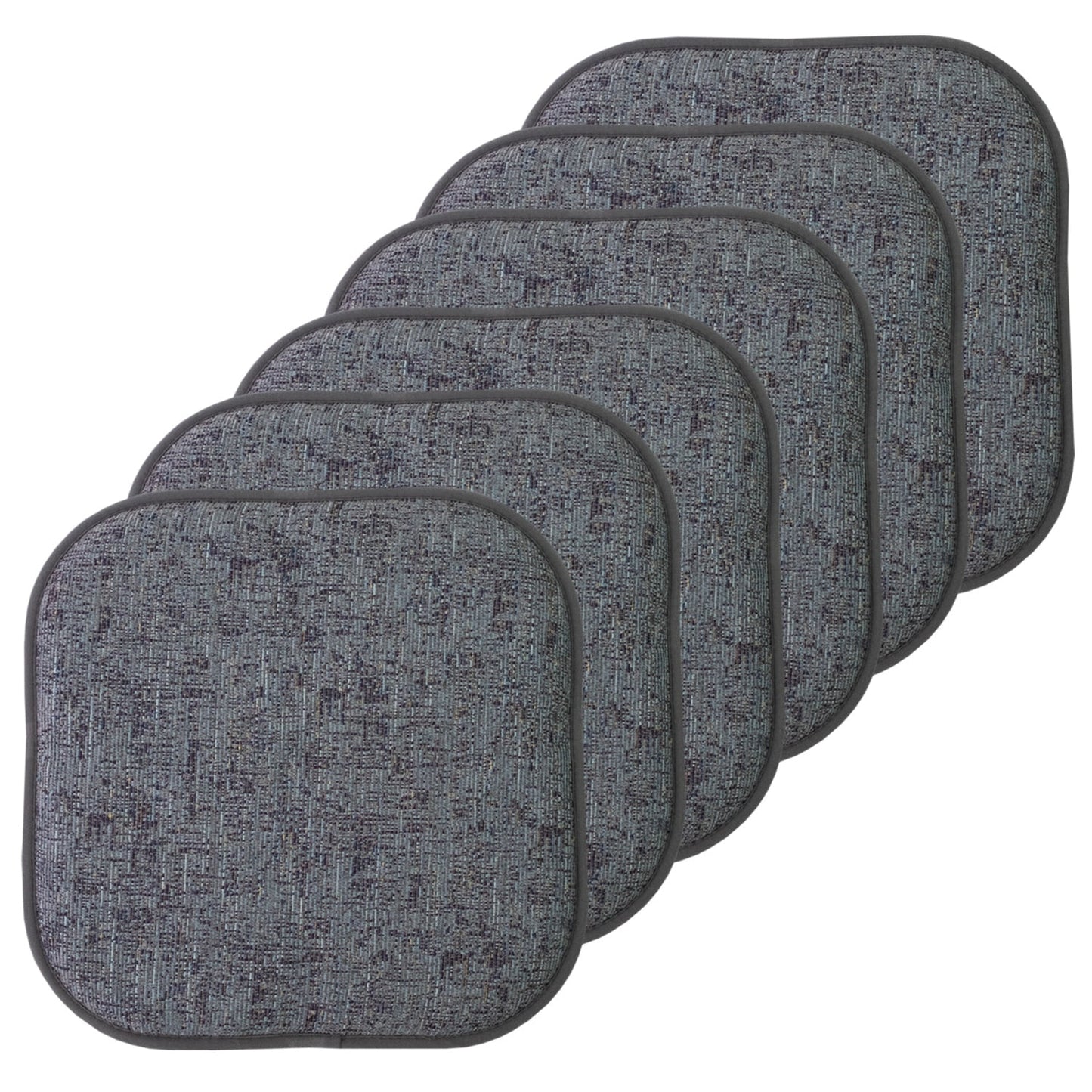 Broadway Memory Foam No Slip Back 16 x 16 Chair Pad Cushion 6 Pack - Multi-Blue