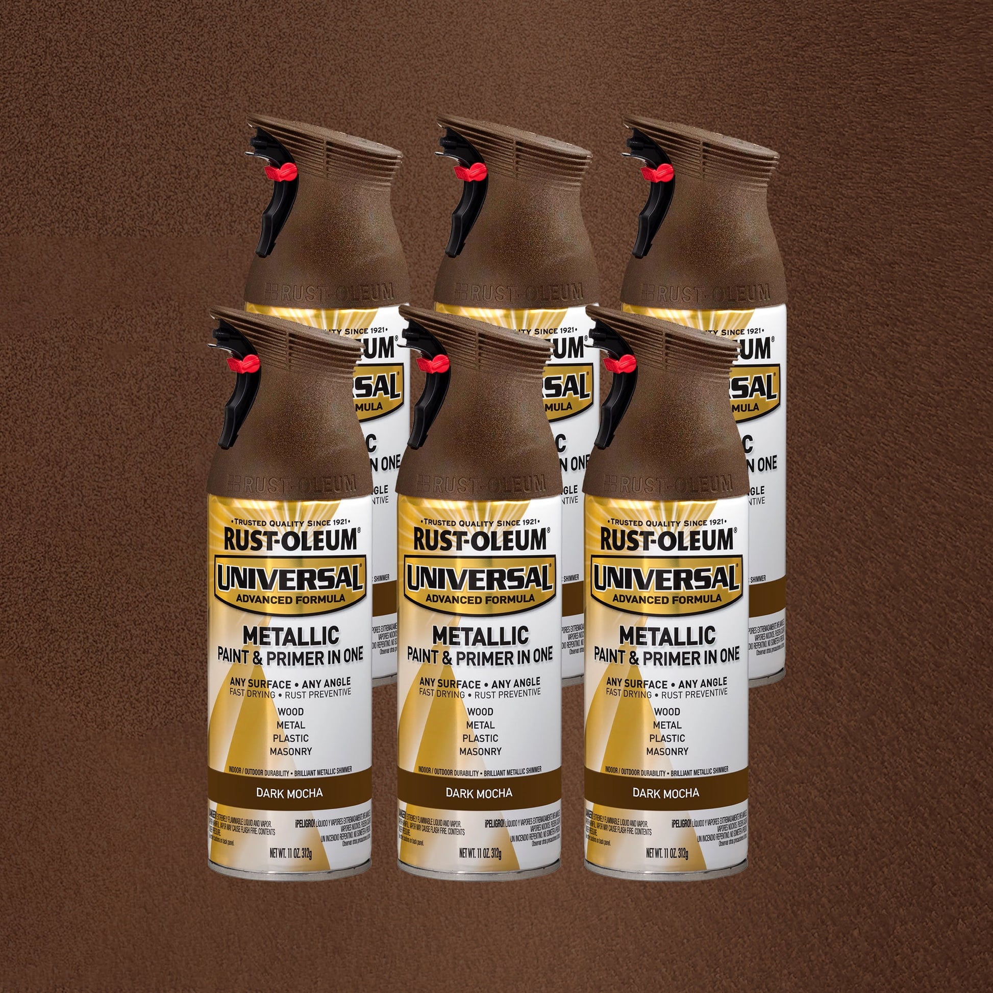 6 Pack, Bronze, Rust-Oleum Universal All Surface Interior/Exterior Metallic Spray Paint-314560, 11 oz