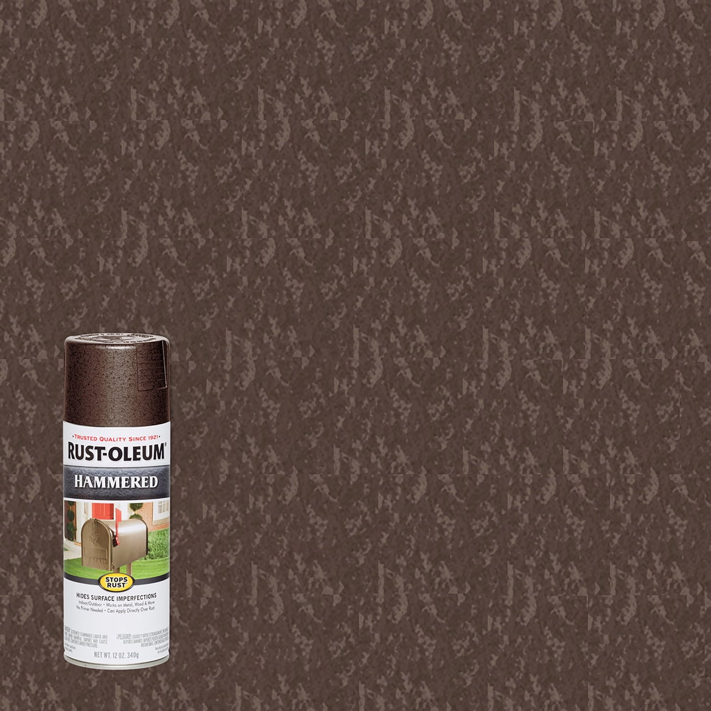 Brown, Rust-Oleum Stops Rust Hammered Protective Enamel Spray Paint-210880, 12 oz, 6 Pack