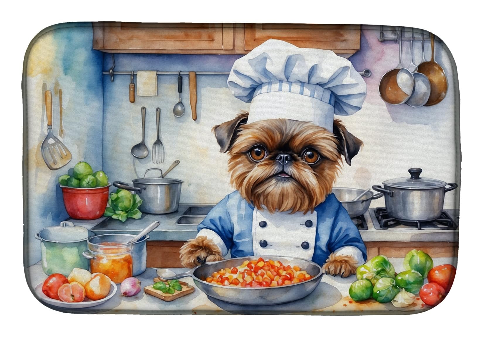 Brussels Griffon The Chef Dish Drying Mat 14 in x 21 in