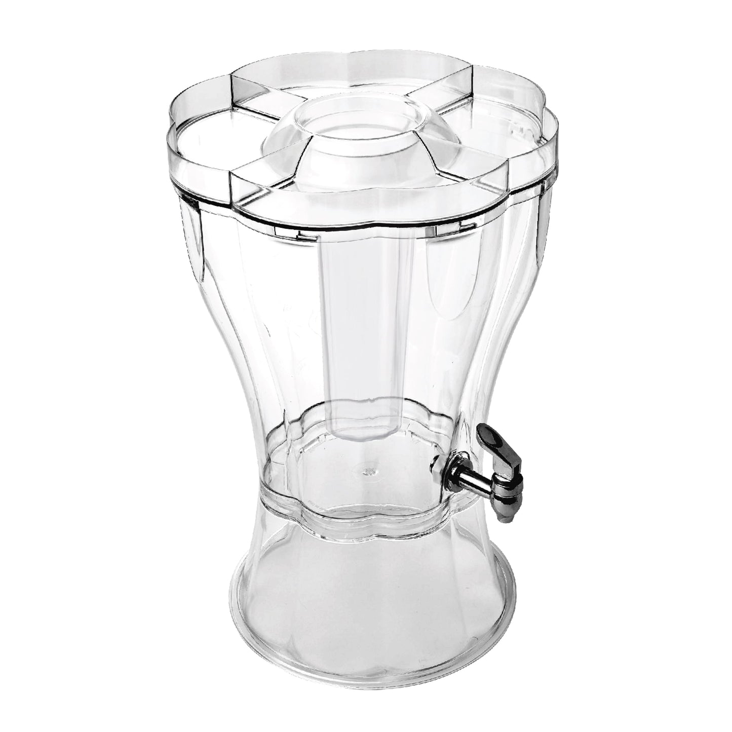 Buddeez 3.5 Gallon Break-Resistant Tritan Beverage Dispenser with Removable Ice-Cone and Party Top Lid that Holds Cups, Sweeteners, Garnishes and More