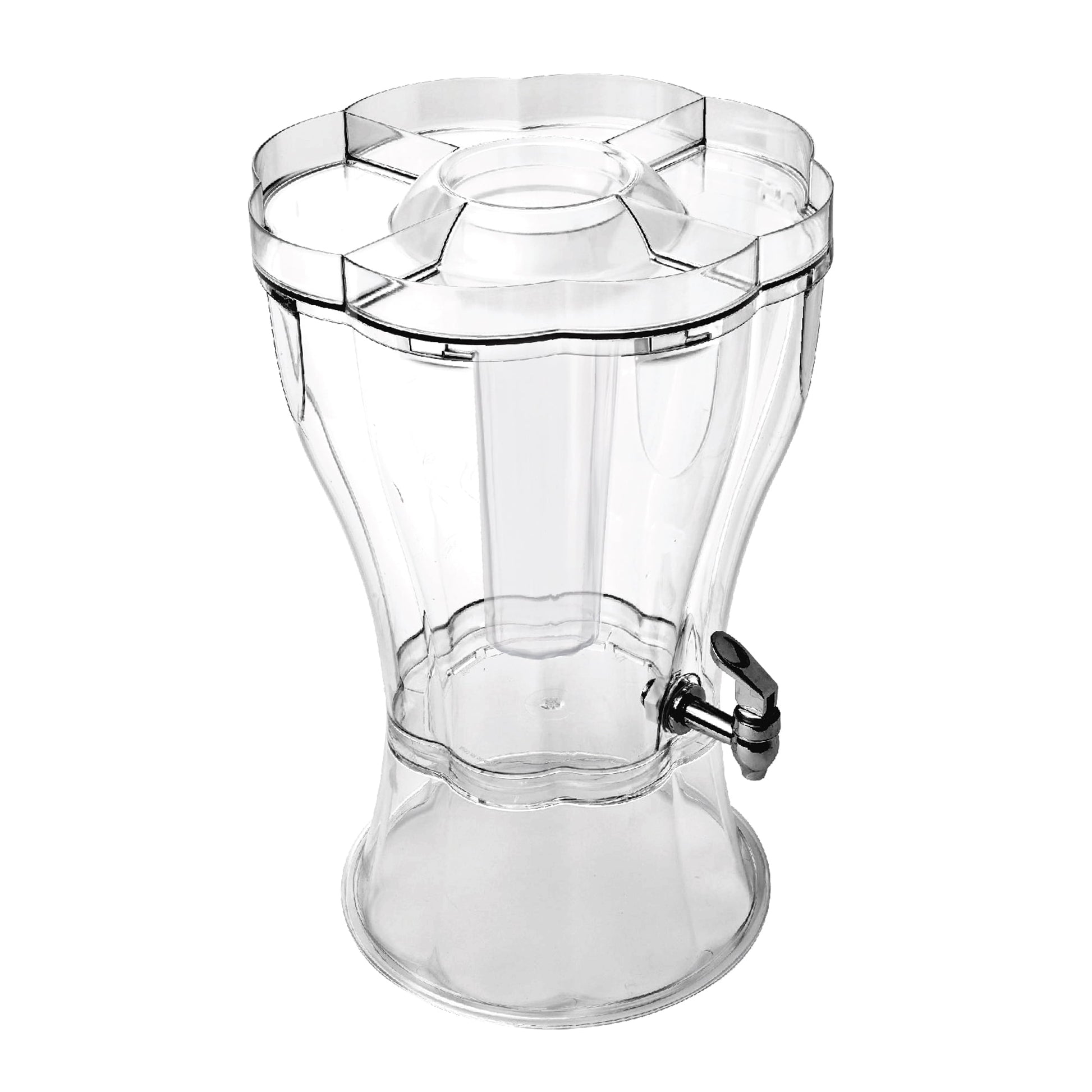 Buddeez 3.5 Gallon Break-Resistant Tritan Beverage Dispenser with Removable Ice-Cone and Party Top Lid that Holds Cups, Sweeteners, Garnishes and More