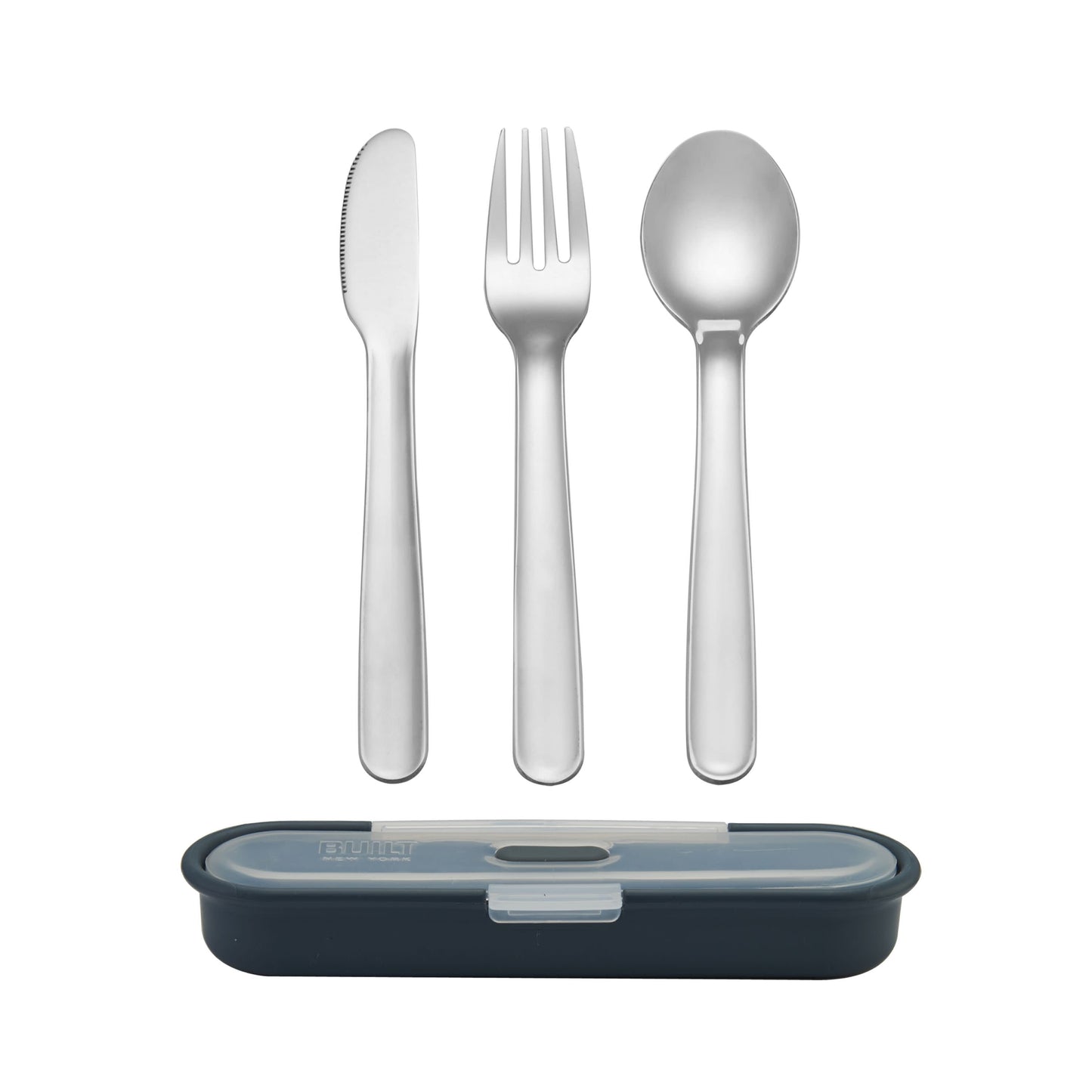 BUILT Gourmet 4 Piece Cutlery Set with Stainless Steel Utensils in Case in Gray