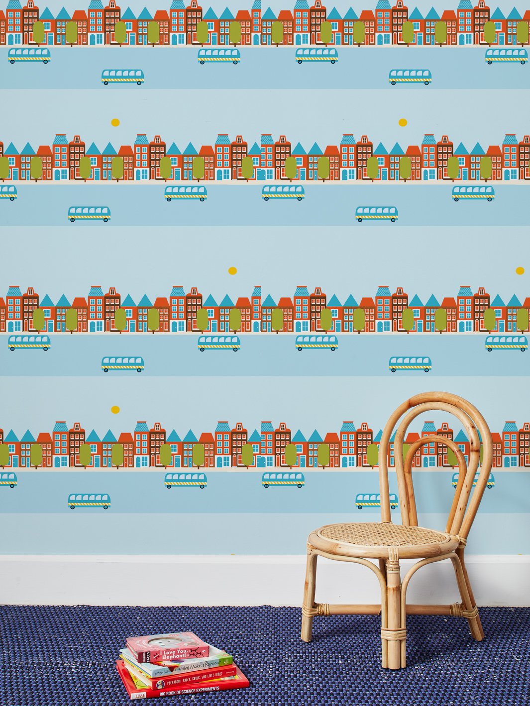 Bus Route Removable Vinyl Wallpaper by Fisher-Price - Blue