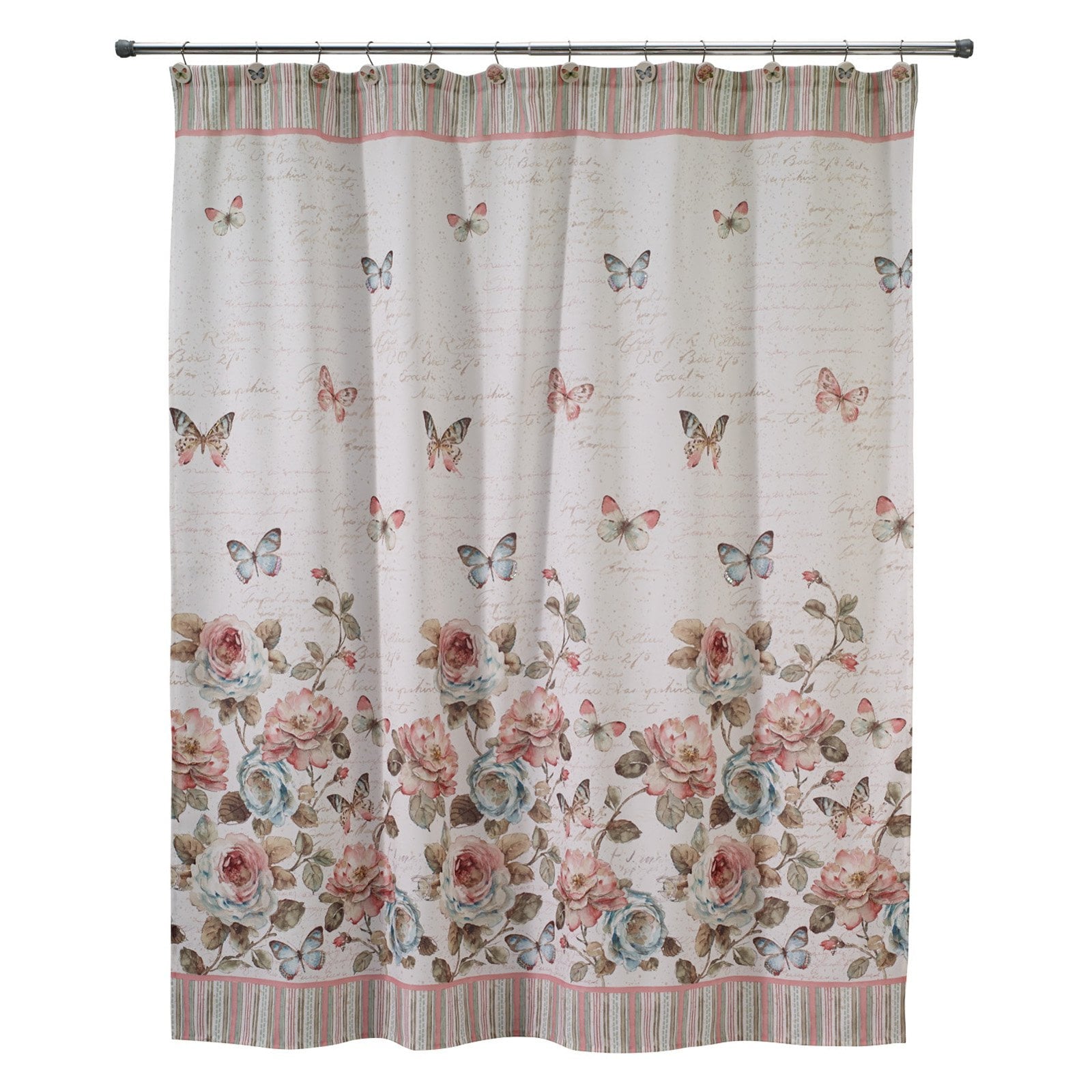 Butterfly Garden Shower Curtain White