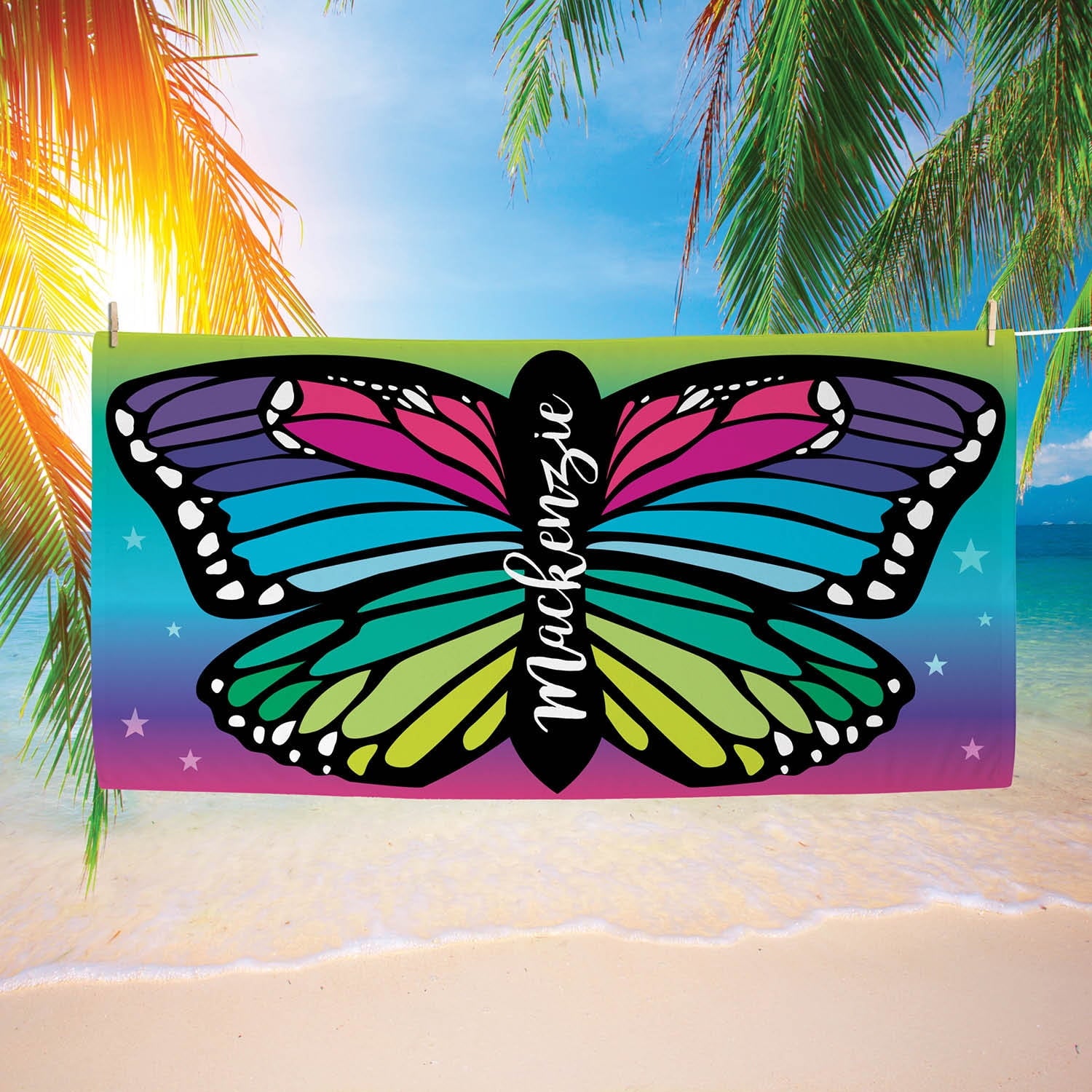Butterfly Plush Velour Beach Towel