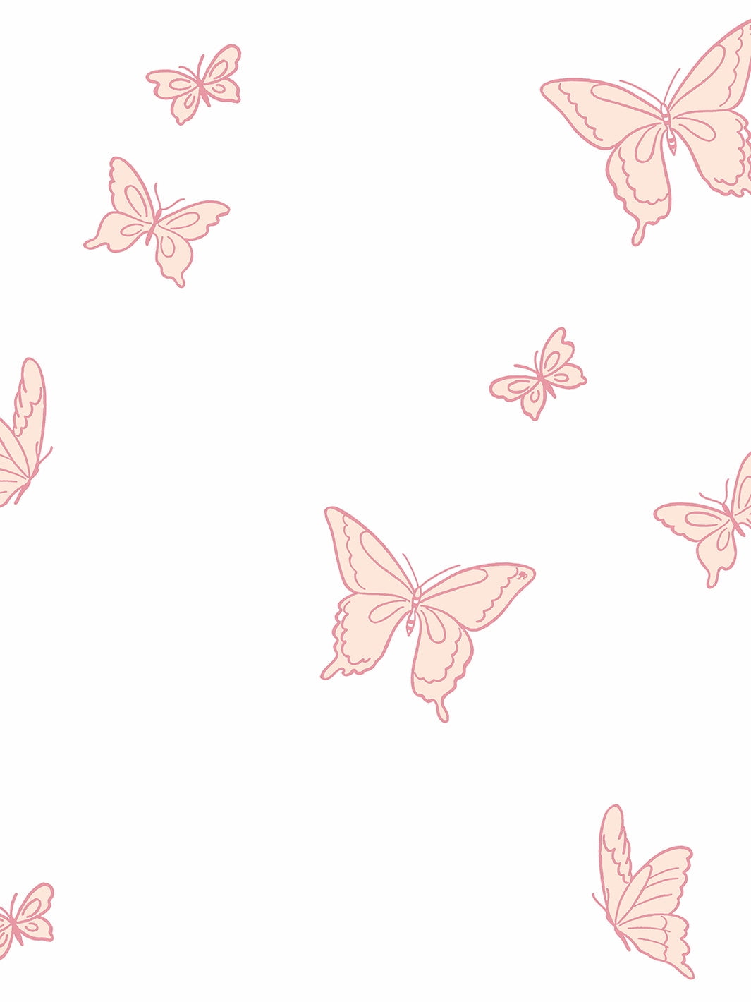 Butterfly Removable Vinyl Wallpaper by Barbie - Pinks on White