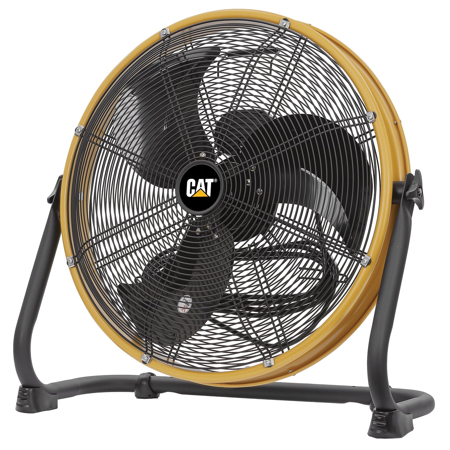 CaterpillarÂ® Fan 20" High-Velocity 4-Speed Shroud Metal Floor Fan, 5200 CFM, Yellow