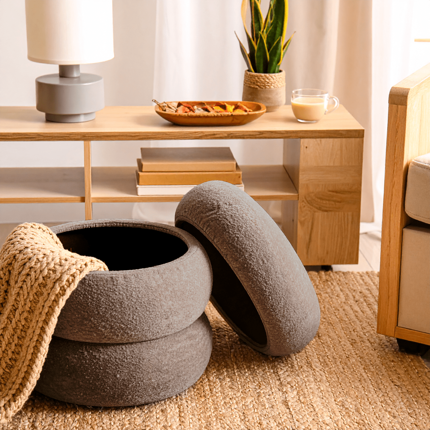 Mainstays Cloud Ottoman, Boucle Taupe