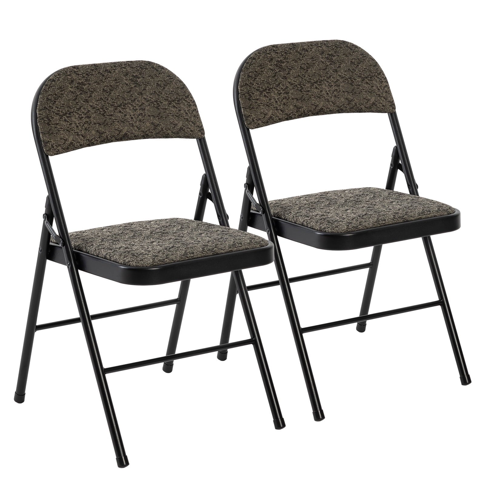 CONCETTA 4 Pack Folding Chairs with Fabric Padded Cushion and Back, Stackable Portable for Home Office, Conference, Wedding, Party, Patio, Garden, Indoor Outdoor Use, Khaki