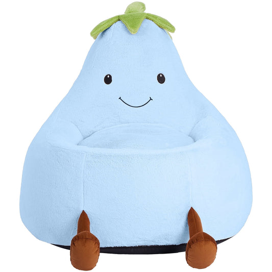 CONCETTA 24in Bean Bag Chair, Soft Faux Rabbit Fur Fabric, Cute Eggplant Lazy Chair for Kids, Living Rooms, Blue