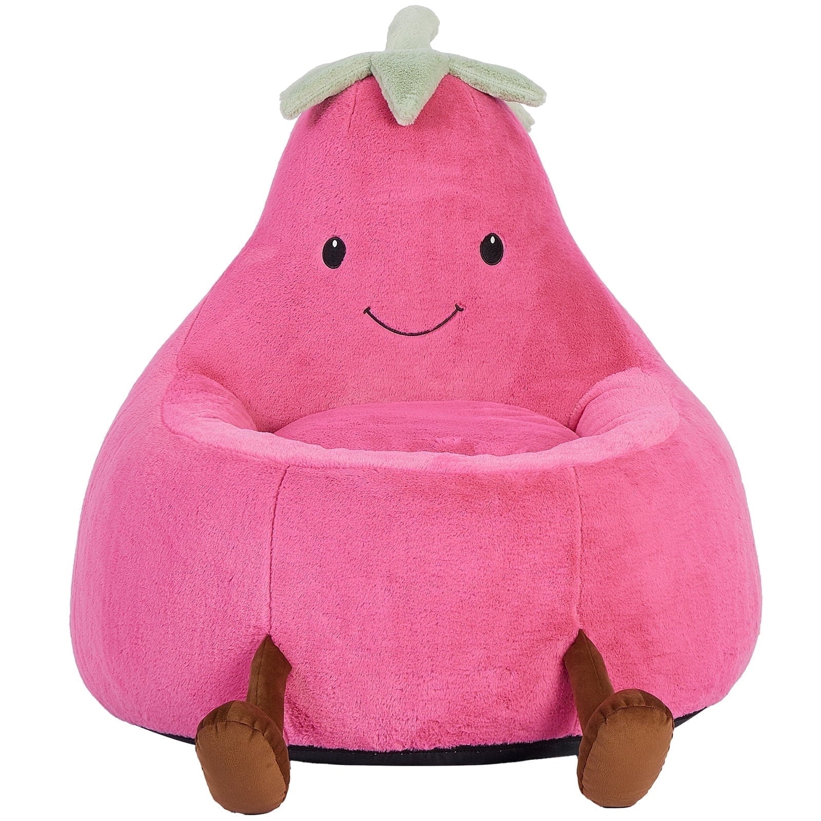 CONCETTA 24in Bean Bag Chair, Soft Faux Rabbit Fur Fabric, Cute Eggplant Lazy Chair for Kids, Living Rooms, Rose Red