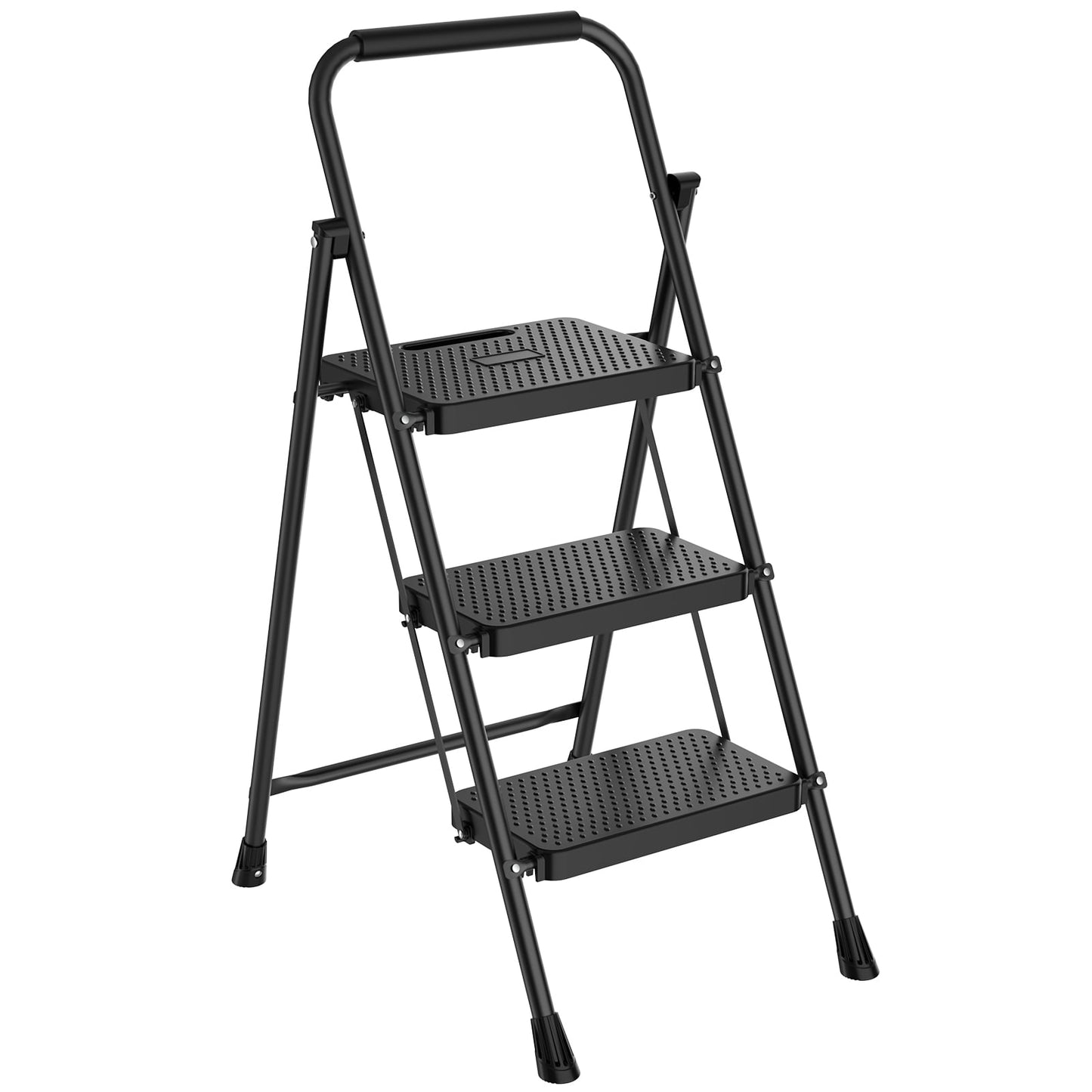 CONCETTA 3-Step Folding Ladder - Lightweight, Anti-Slip Pedal, 800lb Capacity for Home & Workplace