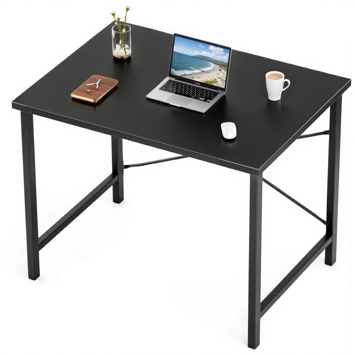 CONCETTA 31 Inch Computer Desk, Simple Office Desk Table for Gaming or Home Office, Writing Desk for Small Space, Black