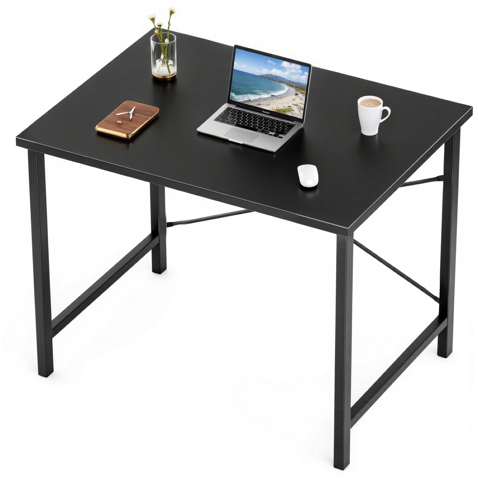 CONCETTA 31 Inch Computer Desk, Simple Office Desk Table for Gaming or Home Office, Writing Desk for Small Space, Black