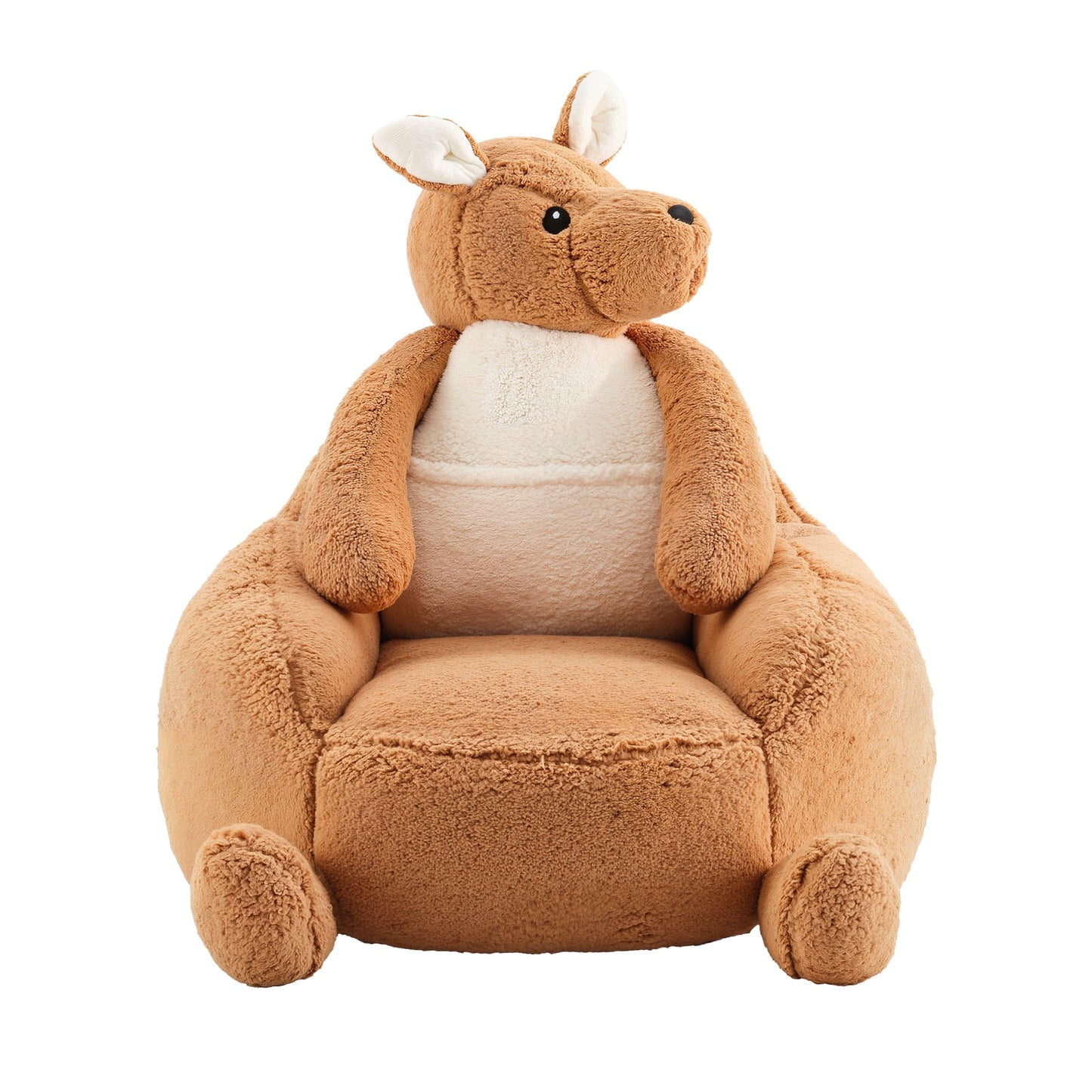 CONCETTA 31 inch Kangaroo Kids Sofa, Padded Toddler Bean Bag Sofa for Child and Adult, Skin-Friendly, Brown