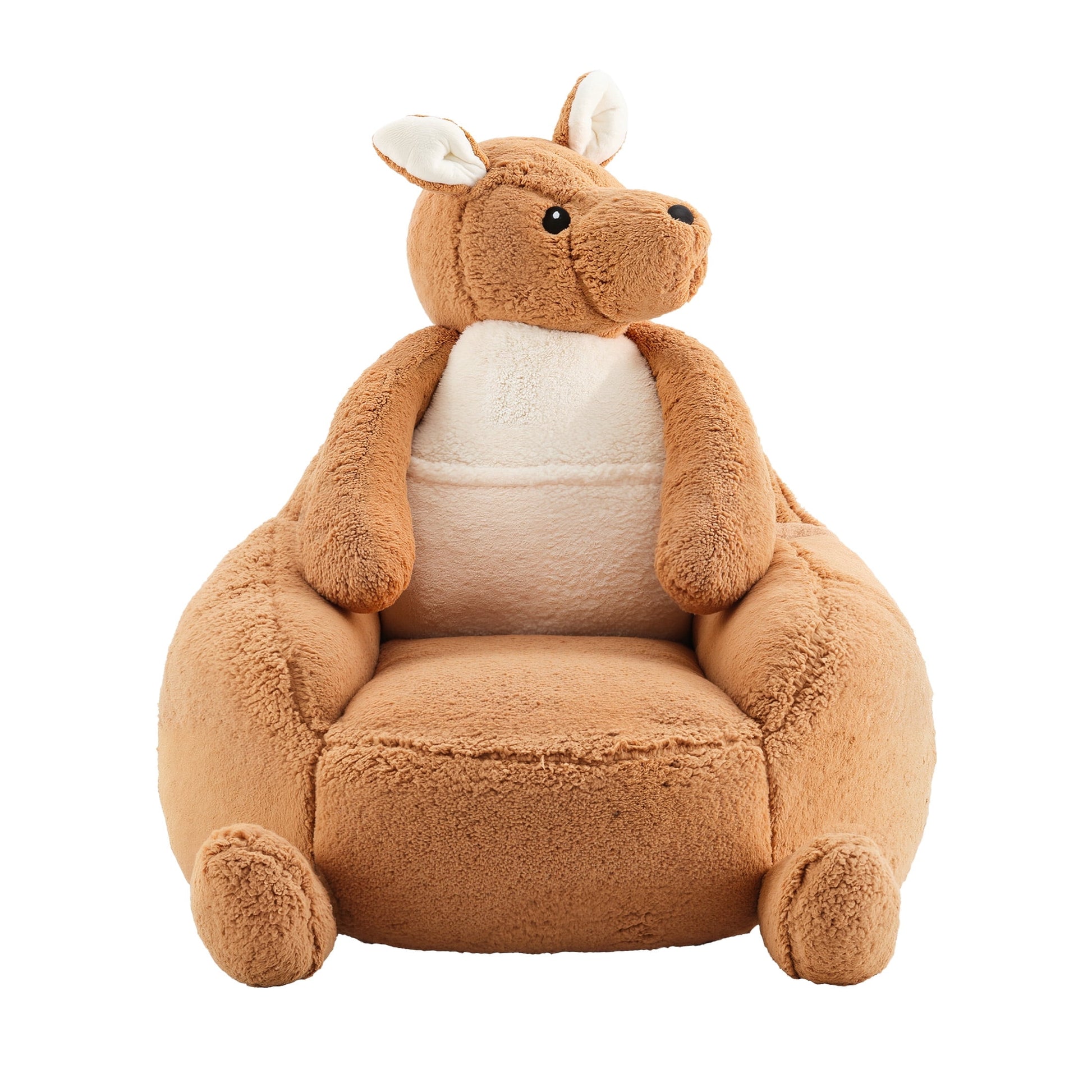 CONCETTA 31 inch Kangaroo Kids Sofa, Padded Toddler Bean Bag Sofa for Child and Adult, Skin-Friendly, Brown