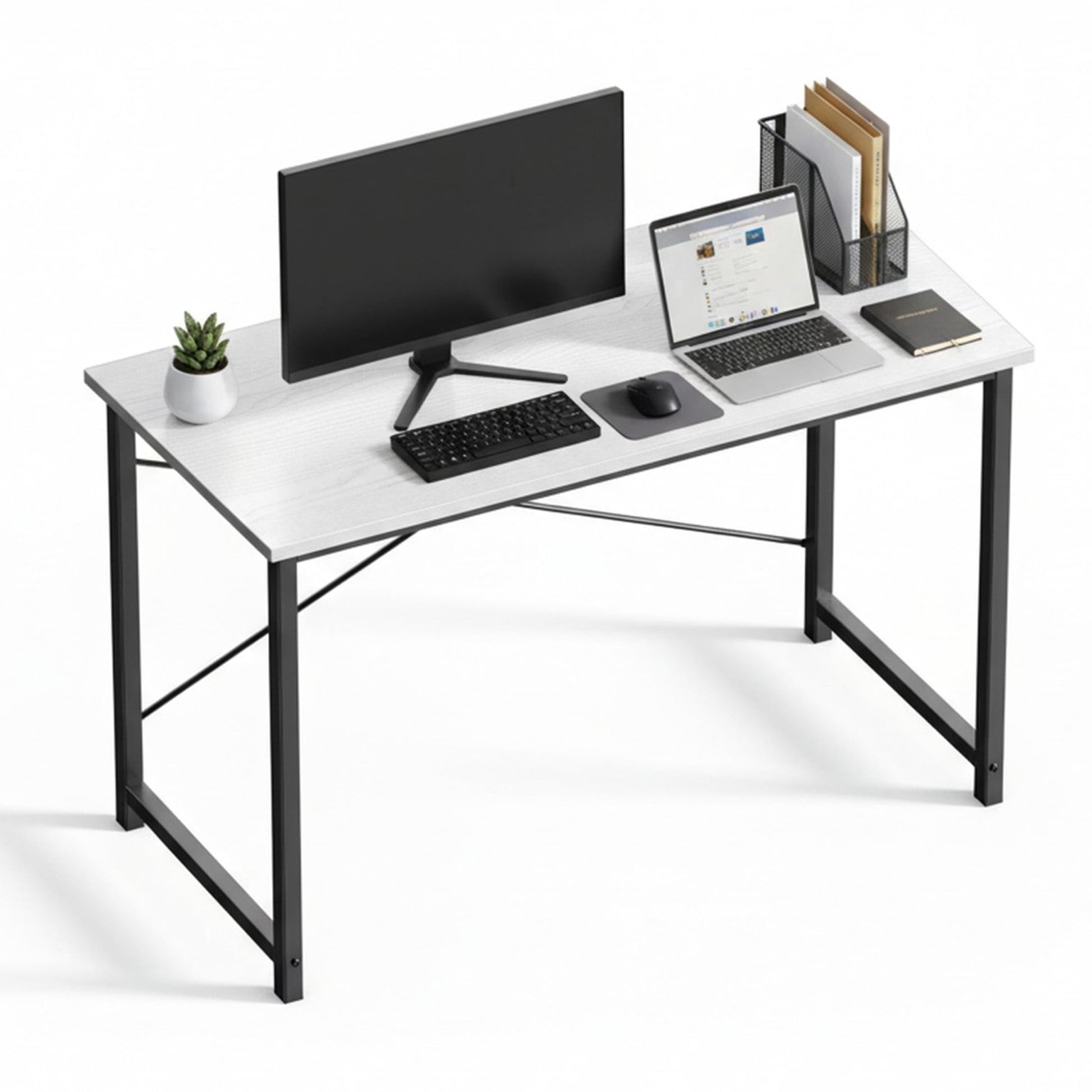 CONCETTA 47in Computer Office Desk, Writing Table for Small Spaces, Modern Style Home Office Desk, White