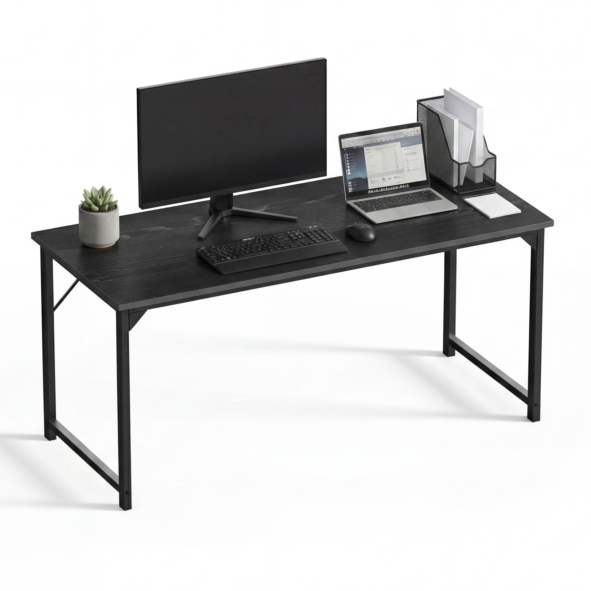 CONCETTA 63in Computer Office Desk, Writing Table for Small Spaces, Modern Style Home Office Desk, Black
