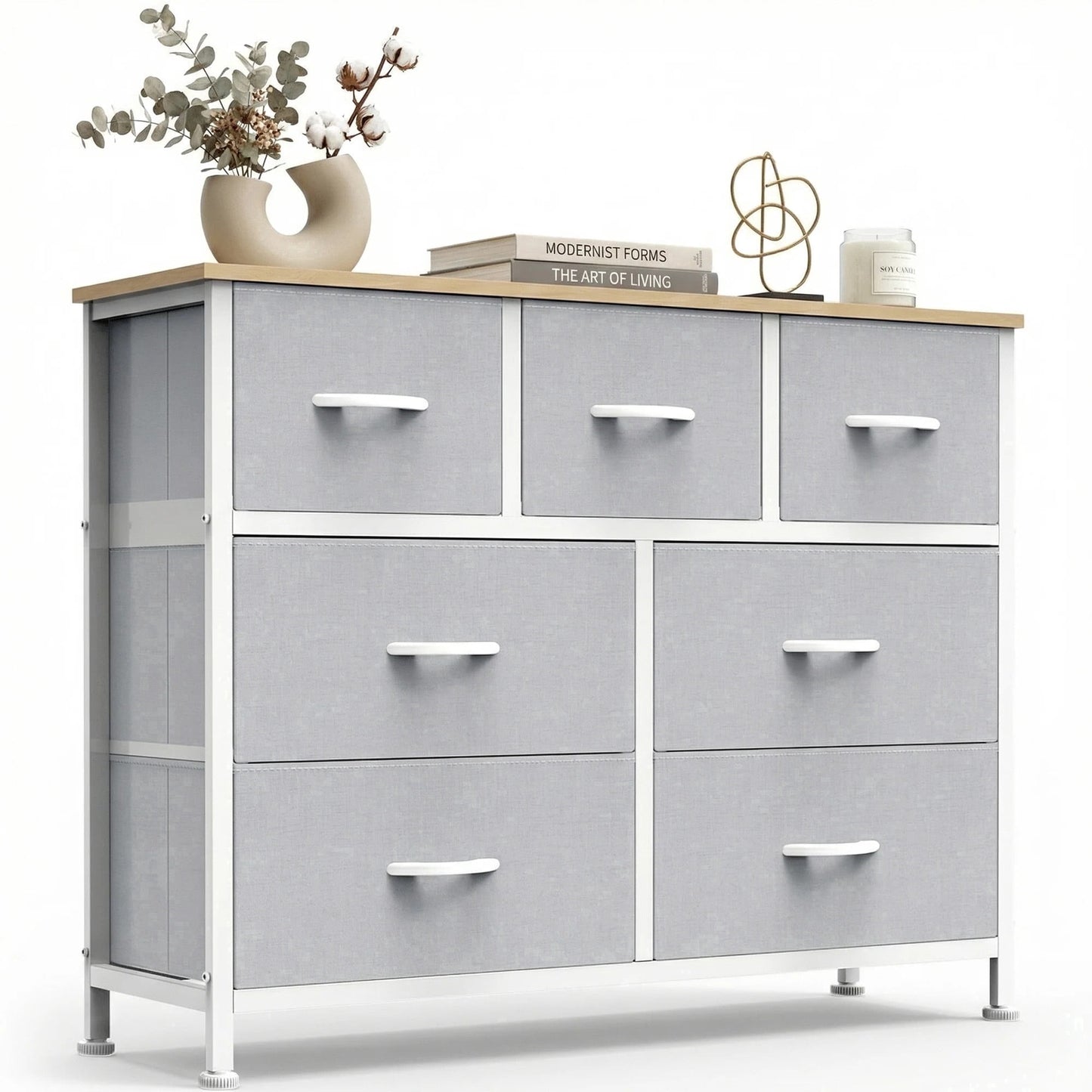 CONCETTA 7-Drawer Fabric Dresser Storage Chest for Bedroom, Closet, Storage Furniture for Adults, Light Gray