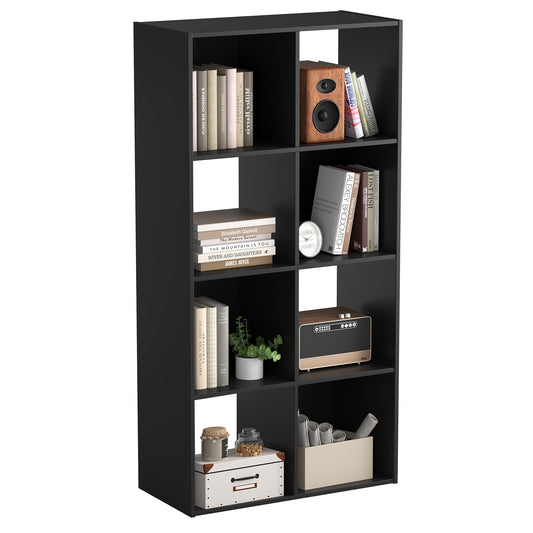 CONCETTA 8 Cube Storage Organizer, Open Corner Bookshelf with Removable Back Panels for Living Room Bedroom Office, 24*12*48 inches, Black