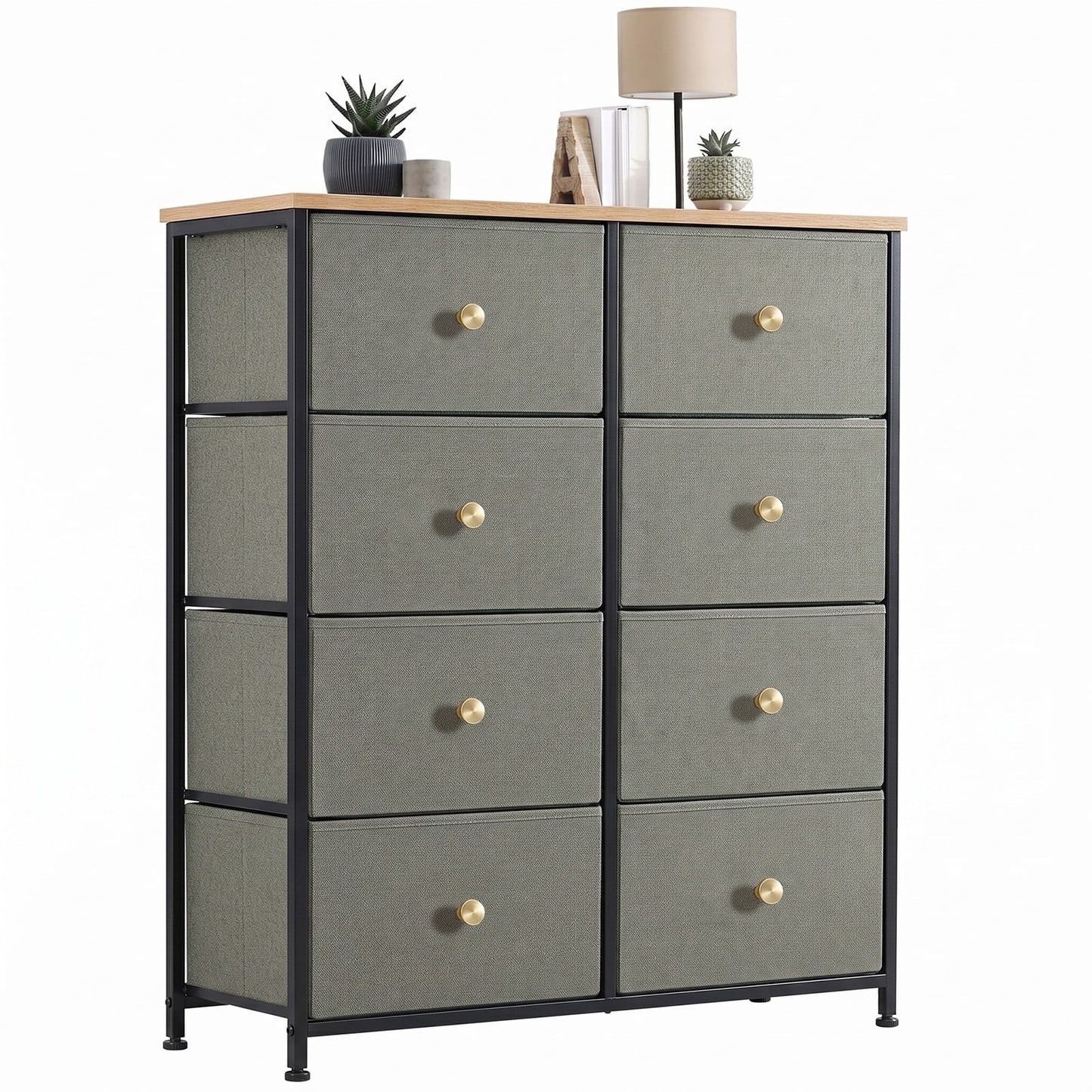 CONCETTA 8-Drawer Fabric Dresser Storage Chest for Bedroom, Closet, Entryway, Storage Furniture for Adults, Dark Green