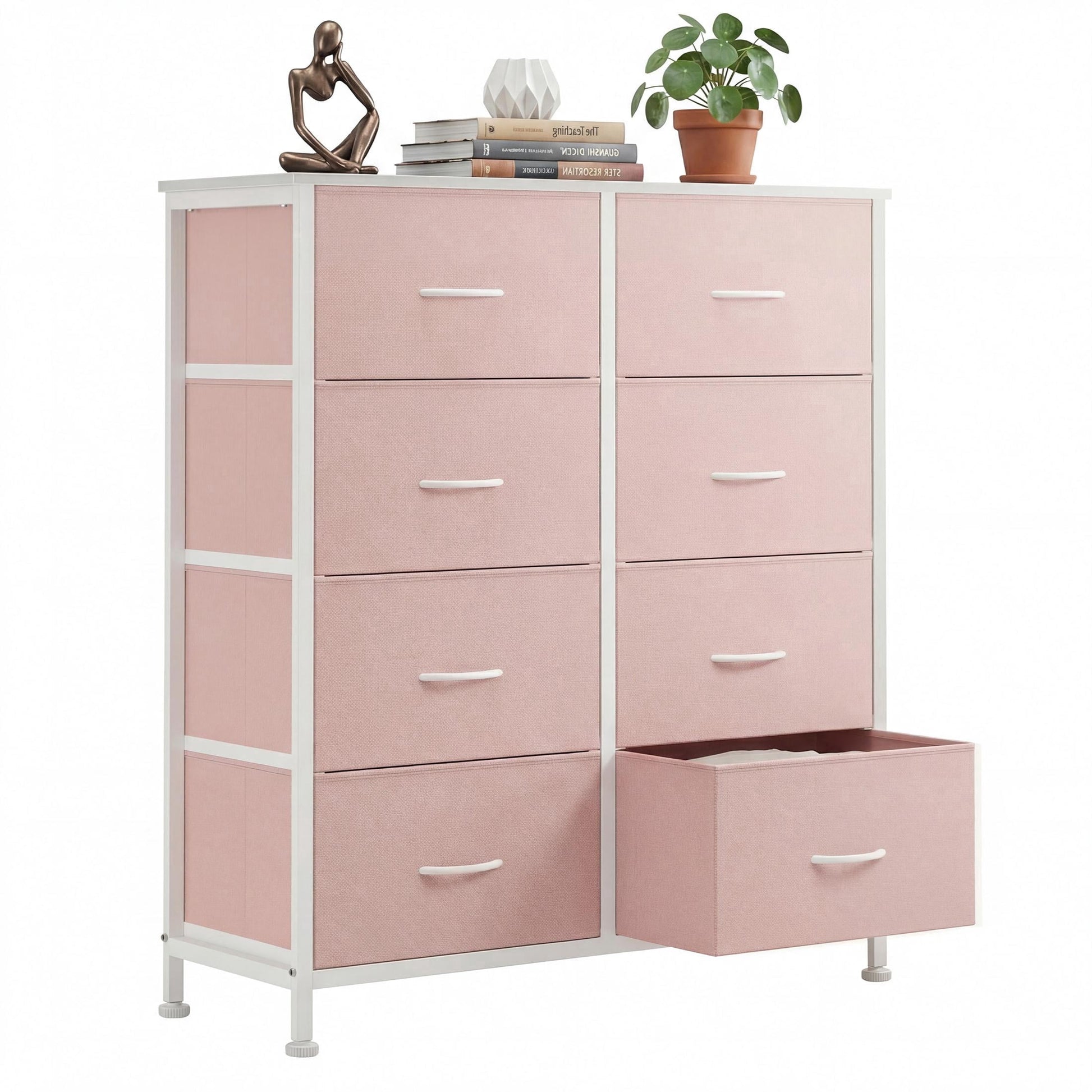 CONCETTA 8-Drawer Fabric Dresser Storage Chest for Bedroom, Closet, Entryway, Storage Furniture for Adults, Pink