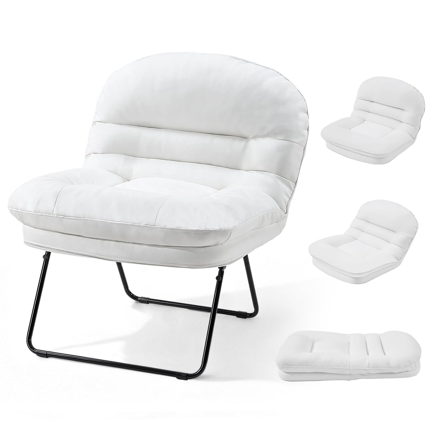 CONCETTA Casual Office Chair, Small Sofa Chair, Foldable Chair with Foldable Metal Frame for Living Room, Bedroom, Office, Beige