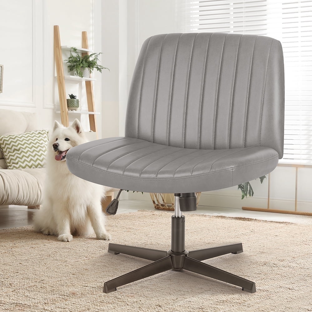 CONCETTA Comfortable Armless Office Chair Adjustable Height, Perfect for Home Workstation, PU+PVC - Gray