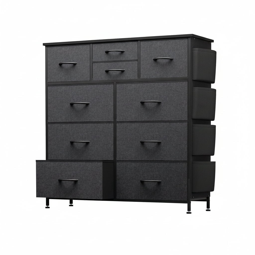 CONCETTA Dresser Storage with 10 Drawers,Storage Organizer for Closet, Wood Top for Bedroom, Living Room, Gray