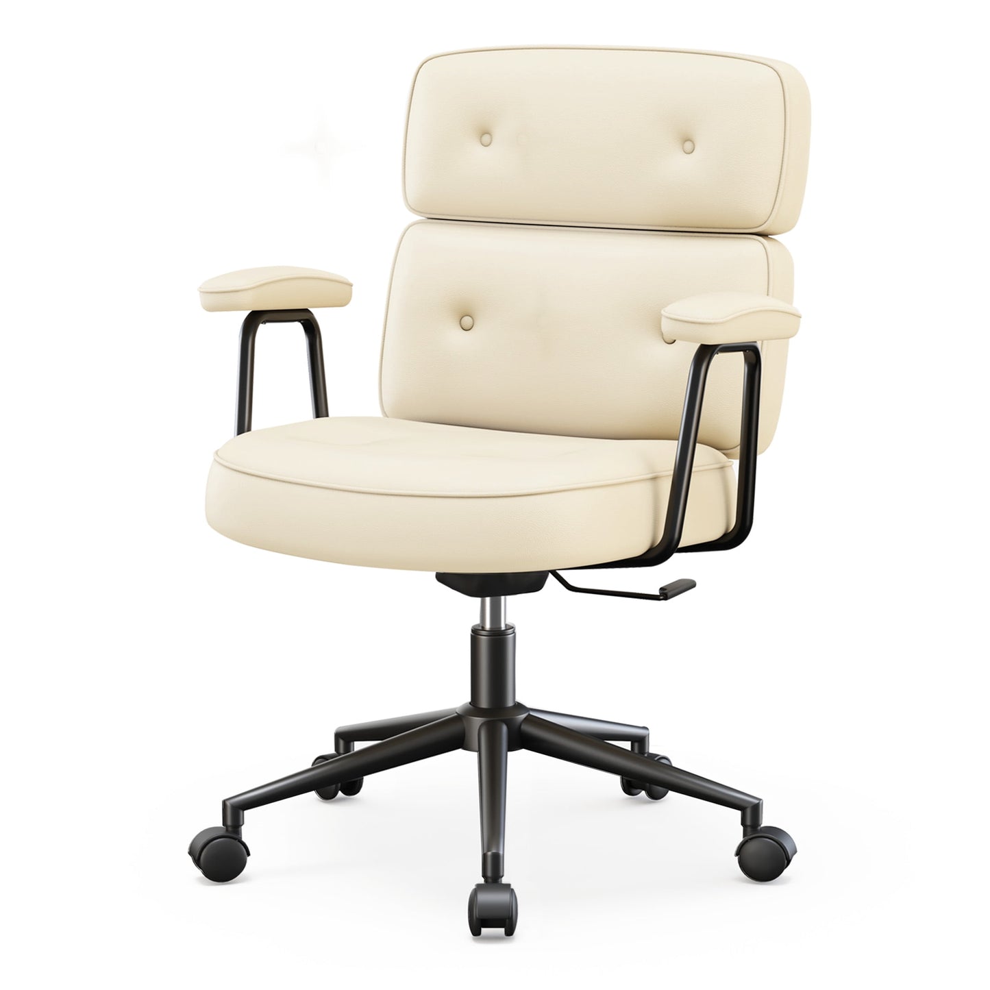 CONCETTA Ergonomic Office Chair, Soft PU Leather Adjustable Task Chair with Lumbar Support and 360Â° Swivel, Beige