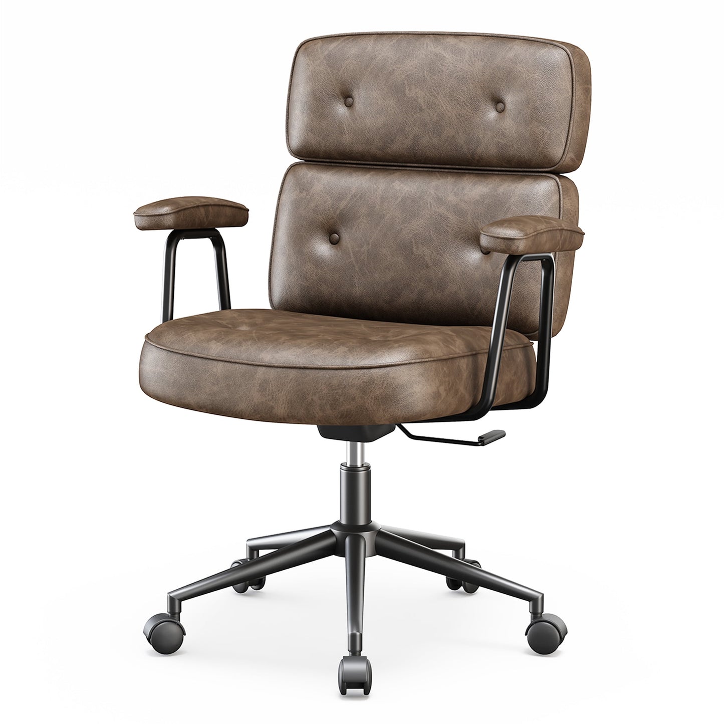 CONCETTA Ergonomic Office Chair, Soft PU Leather Adjustable Task Chair with Lumbar Support and 360Â° Swivel, Brown