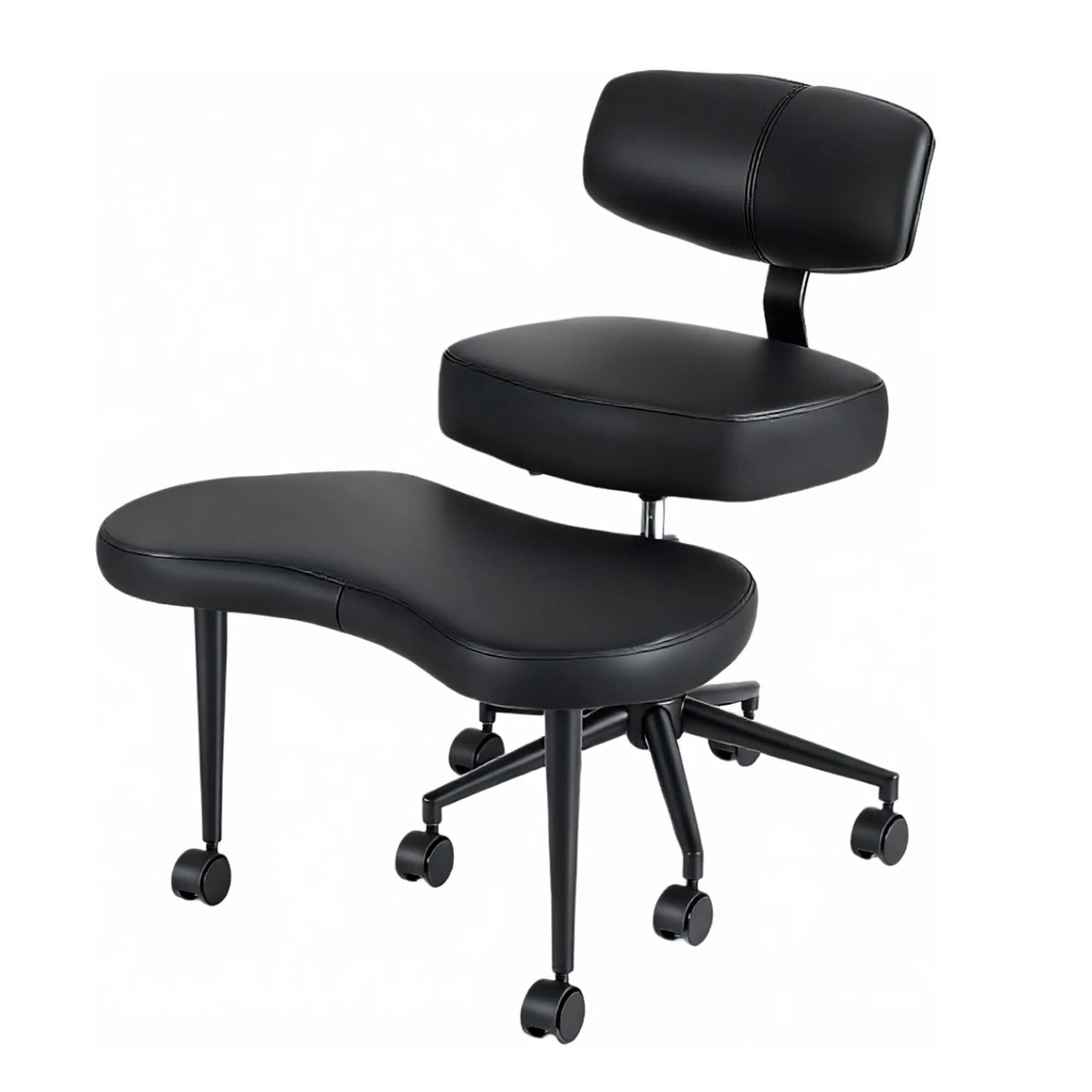 CONCETTA Meditation Cross Legged Chair Pro, Featuring Mobile Casters, 360Â° Swivel Design, Adjustable Backrest Relieves Pressure, PU leather, Black